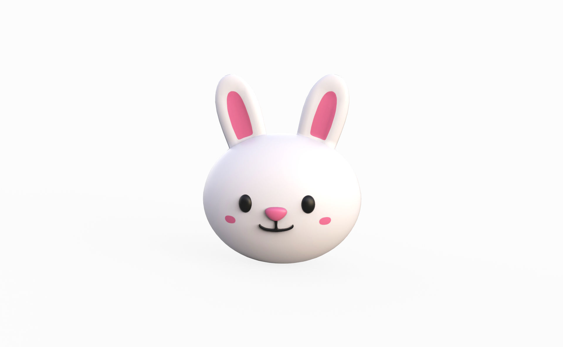 Cartoon Rabbit Head  Low-poly 3D model_1