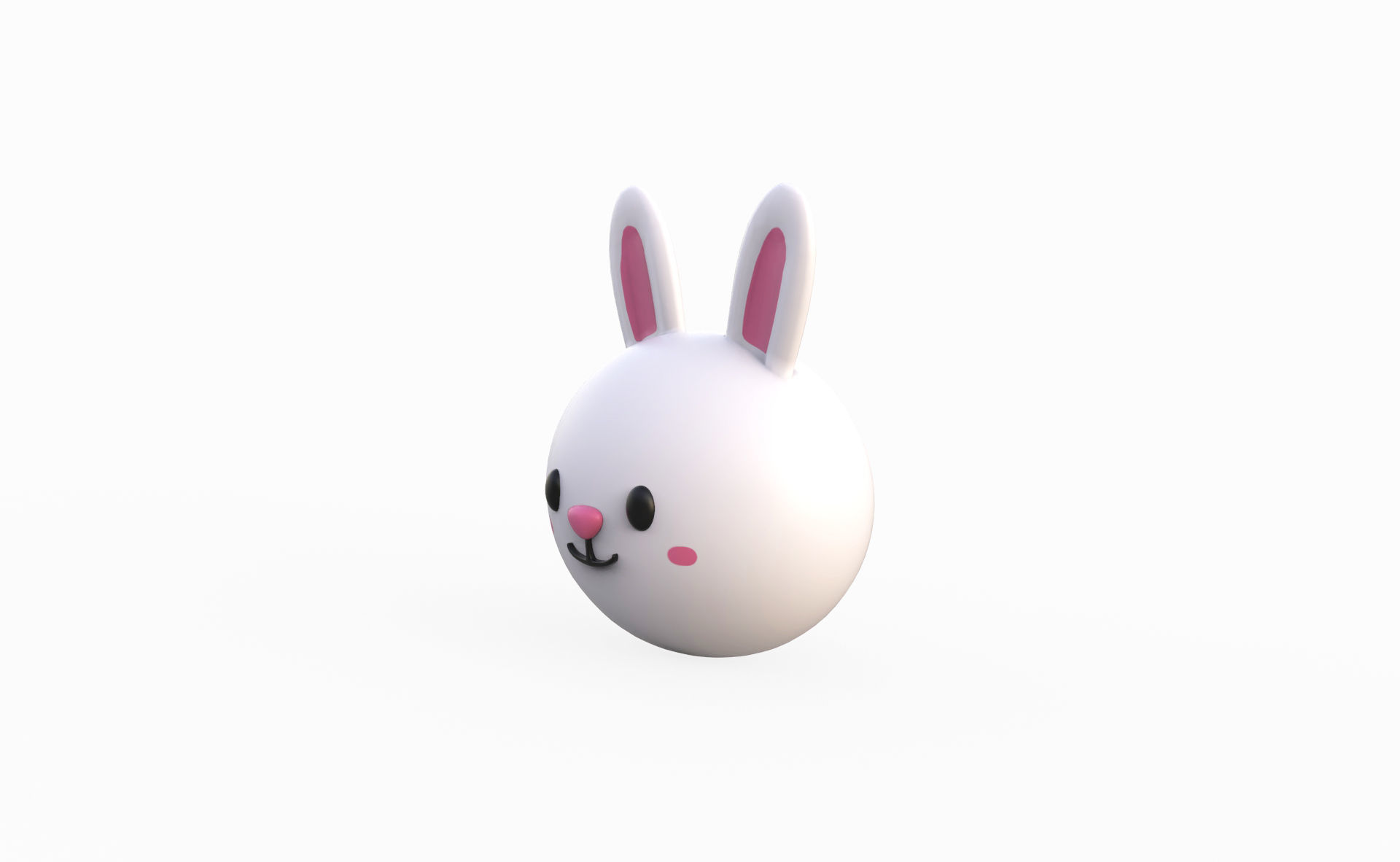 Cartoon Rabbit Head  Low-poly 3D model_2