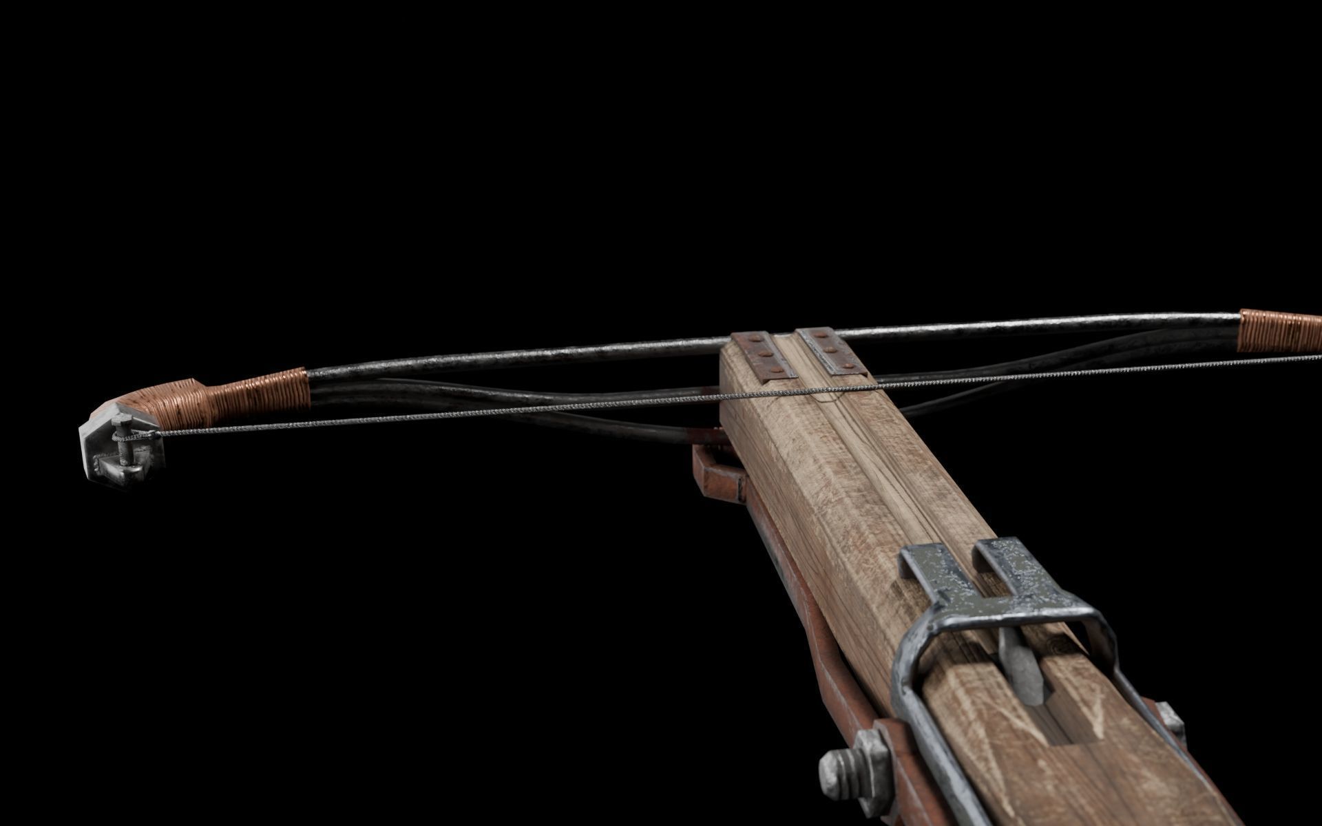 Scrap crossbow Low-poly 3D model_4