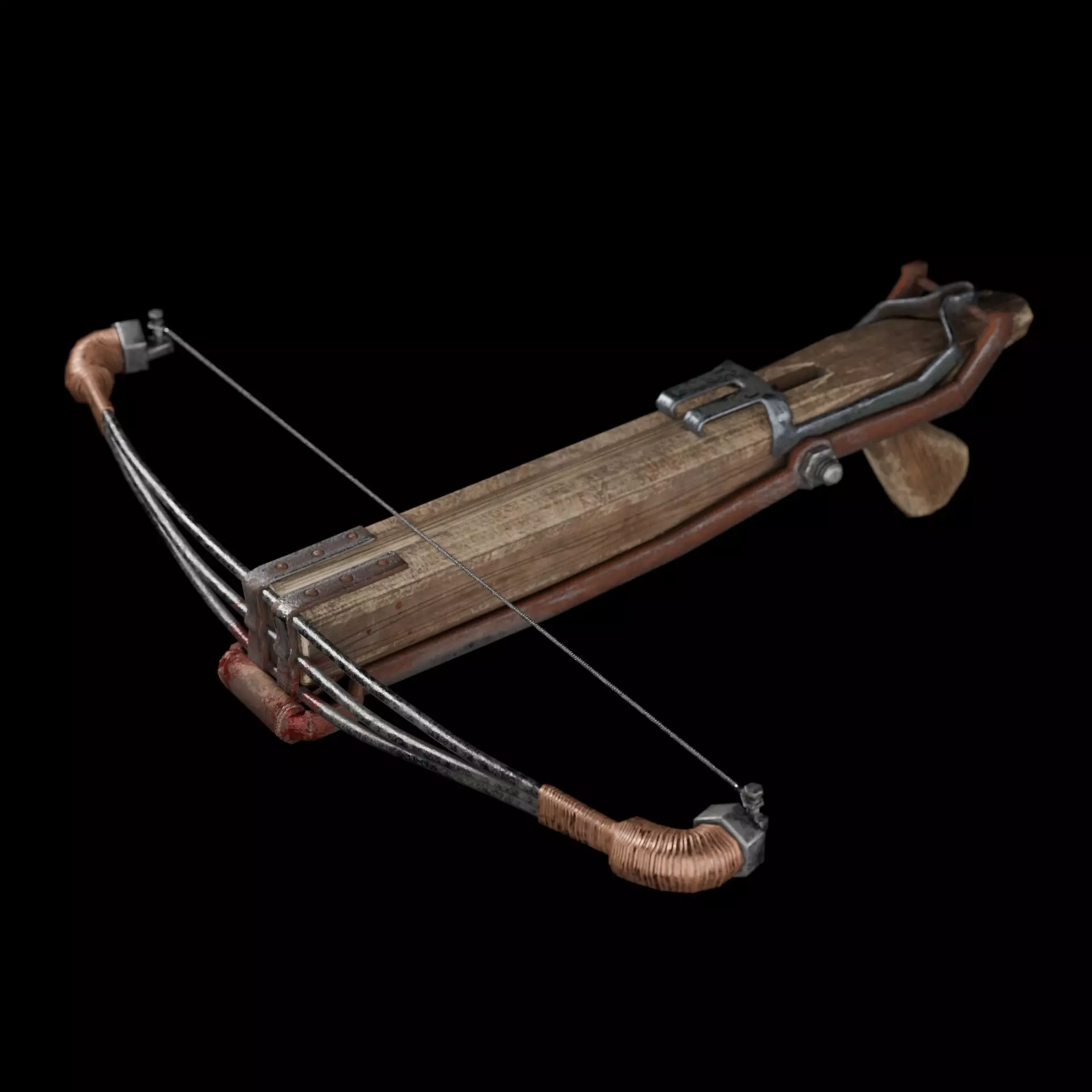 Scrap crossbow Low-poly 3D model_0