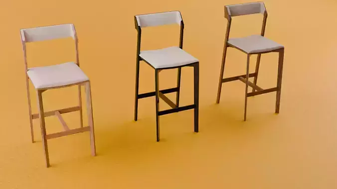 Adere Wooden Bar Chair 3d Model