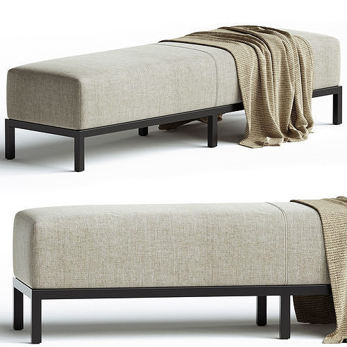 Meridiani BERRY Upholstered fabric bench 3D model