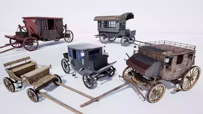 The Carriages Pack 5 in 1 3D Model Collection