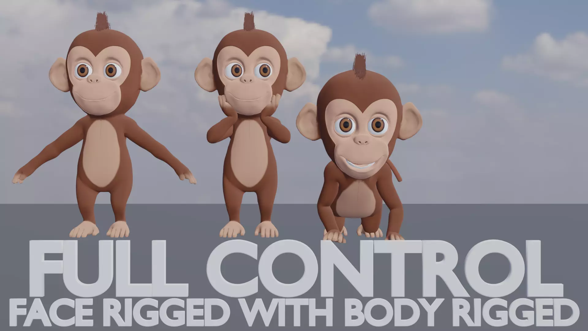 Cartoon monkey RIGGED Low-poly 3D model Low-poly 3D model_0