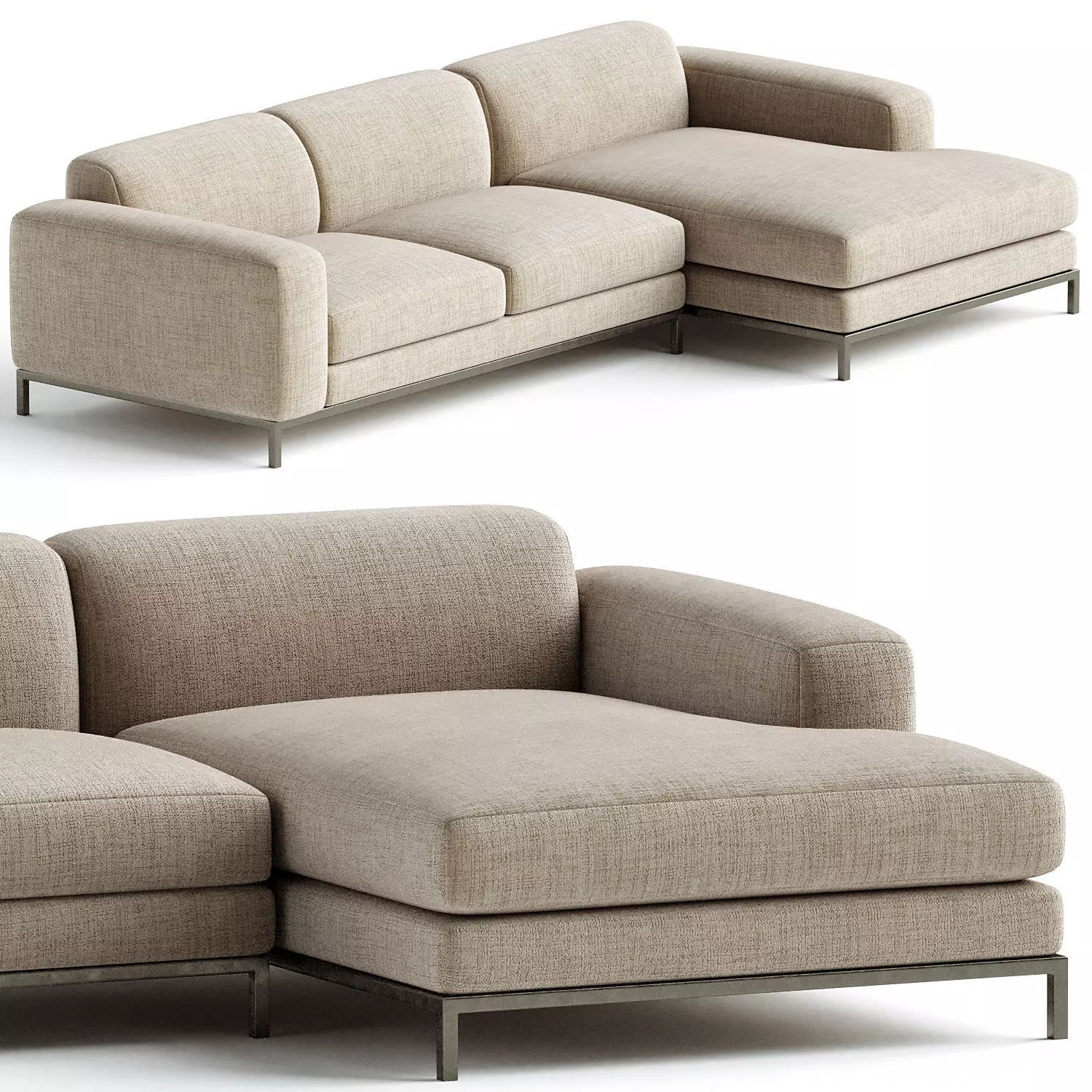 Benedict 2Piece Sectional Corner Sofa 3D model_0