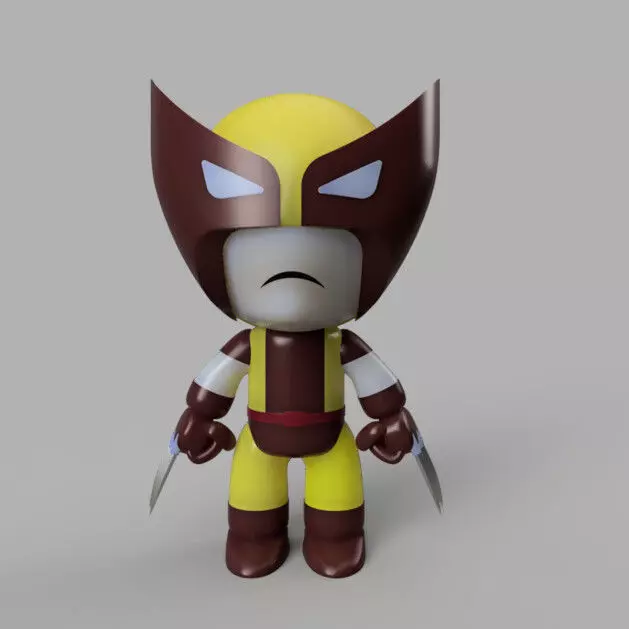 Marvel Comics Mini Wolverine Brown and Gold Suit James Howlett 3D model_0