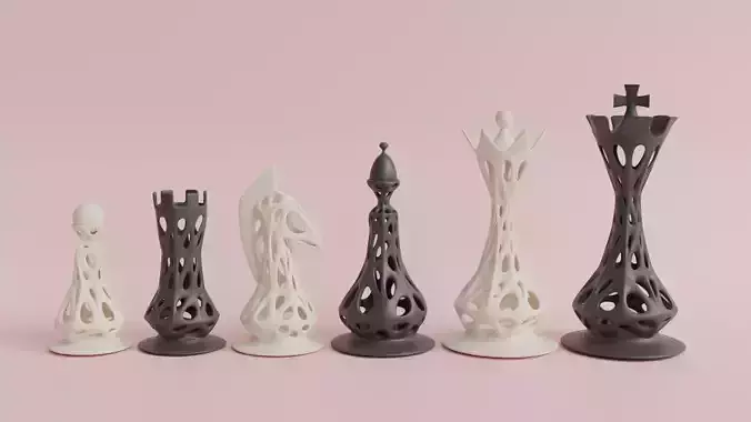 organic chess set -unique stl design 