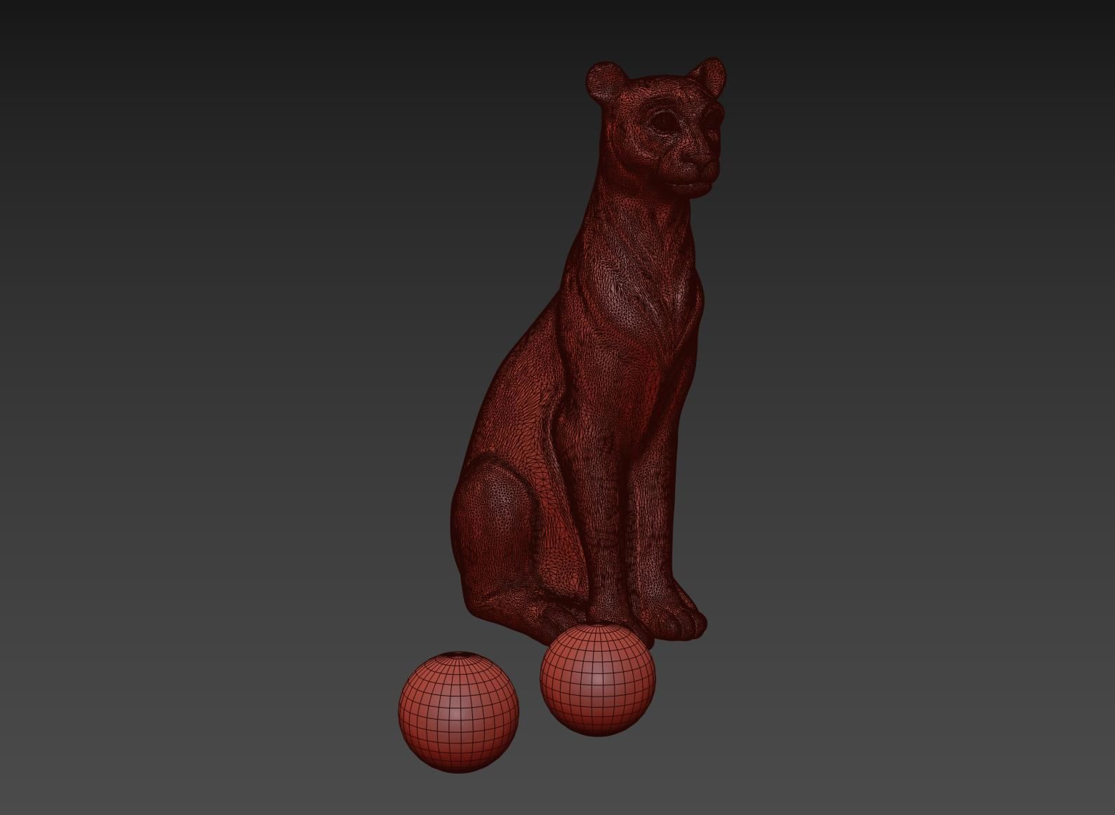 Sculpture  Lioness Low-poly 3D model_4