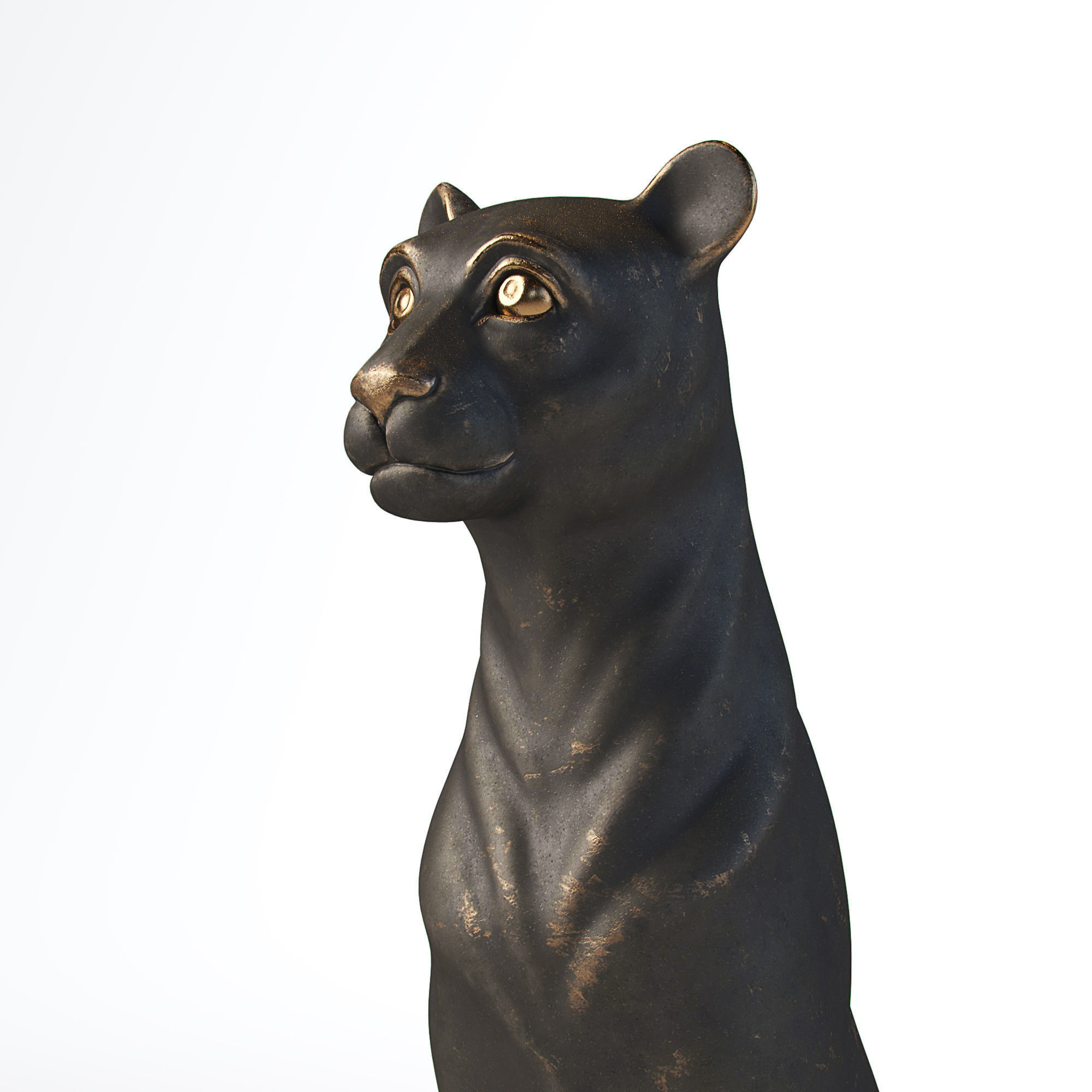 Sculpture  Lioness Low-poly 3D model_1