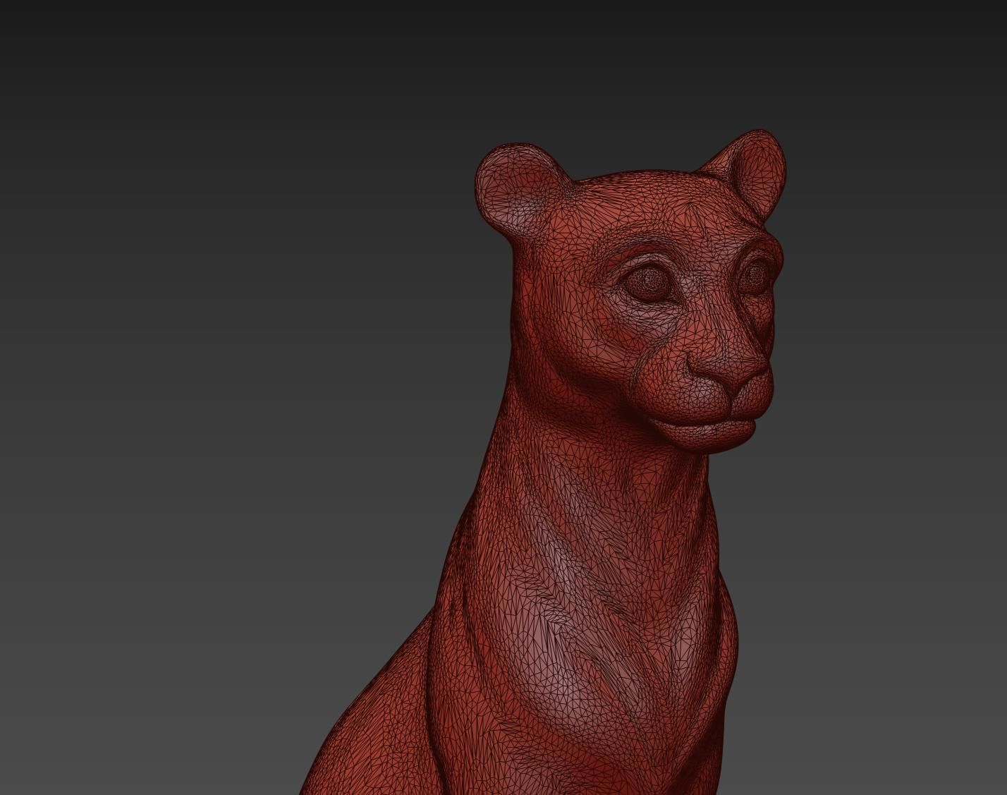 Sculpture  Lioness Low-poly 3D model_5
