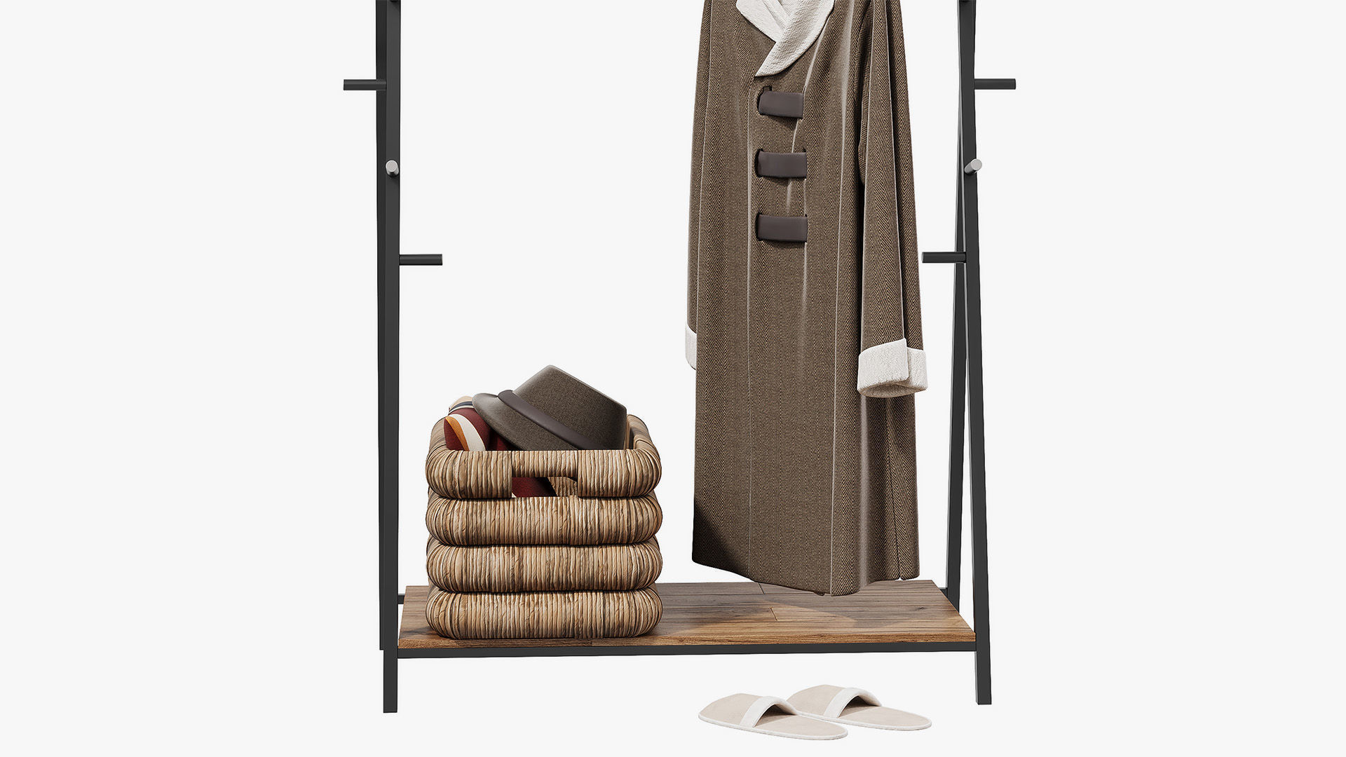 Floor Hanger Set with Coat 3D model_3