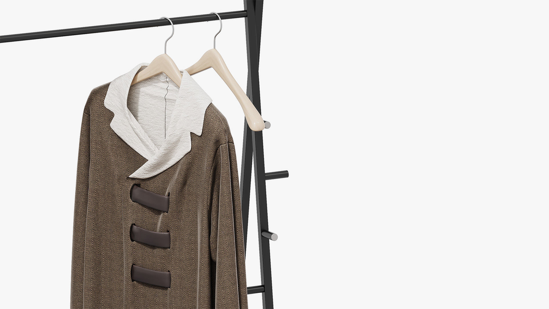 Floor Hanger Set with Coat 3D model_4