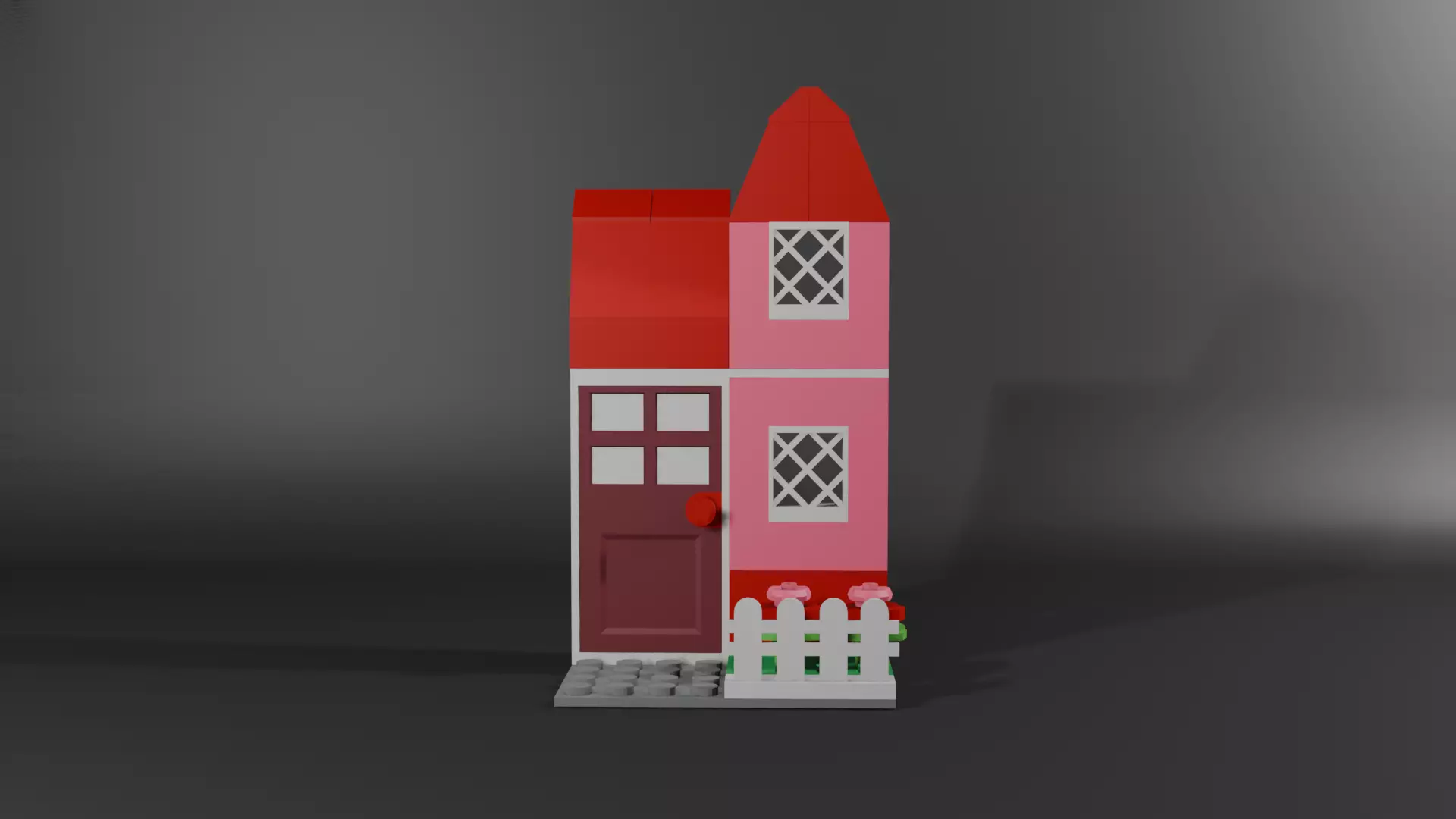 LEGO-Style Mini House  3D Printable Model with Separated Parts Low-poly 3D model_0
