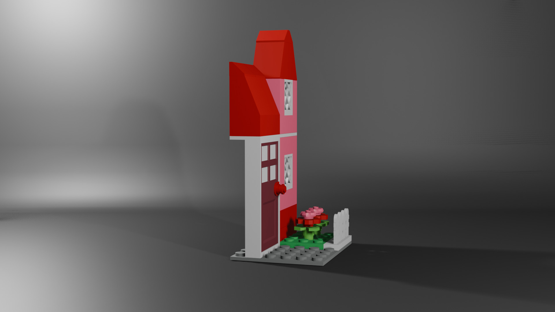 LEGO-Style Mini House  3D Printable Model with Separated Parts Low-poly 3D model_1