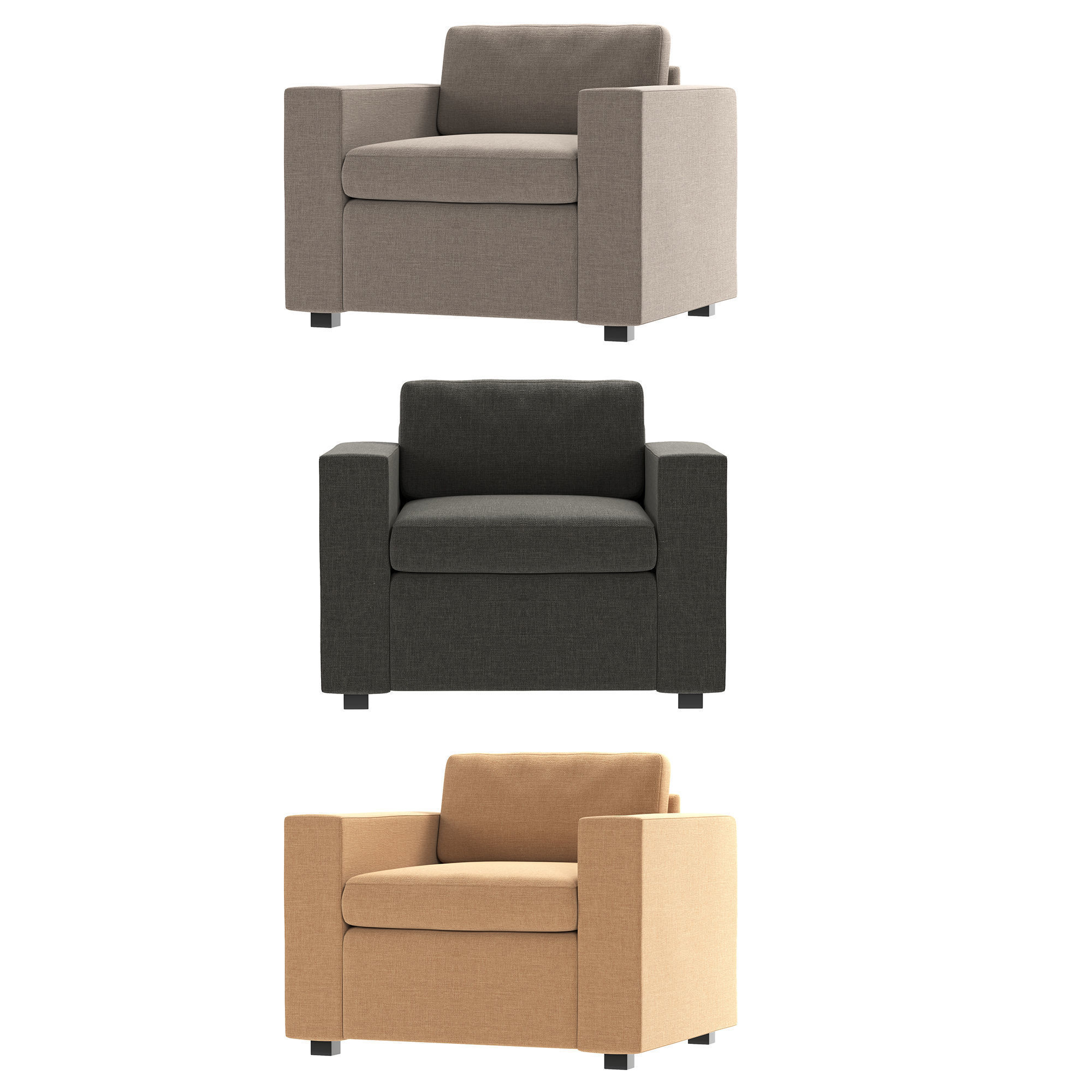 Benedict Upholstered SINGLE SEATER Sofa 3D model_2