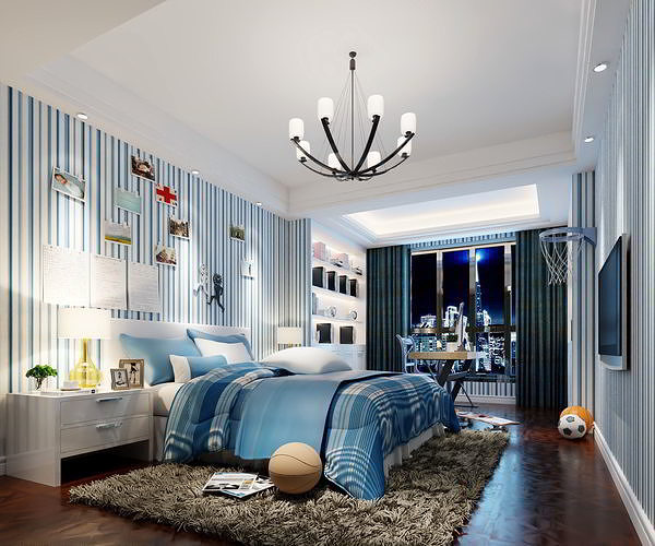 Light luxury children room 3D model