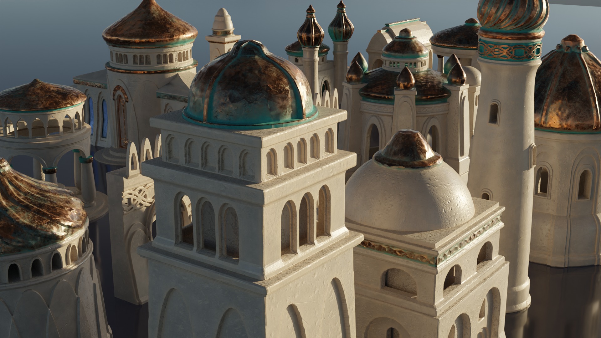 Fantasy Elven City KitBash Set 3D model_2