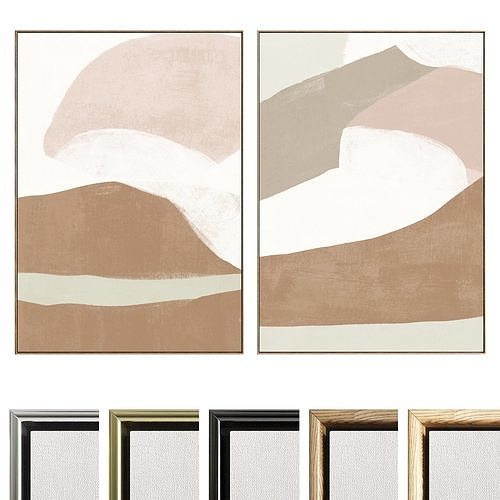 Plaster Two Photo Frame 529 Low-poly 3D model