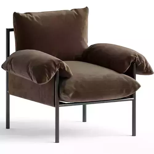 Metal  Velvet Lounge Chair Chocolate