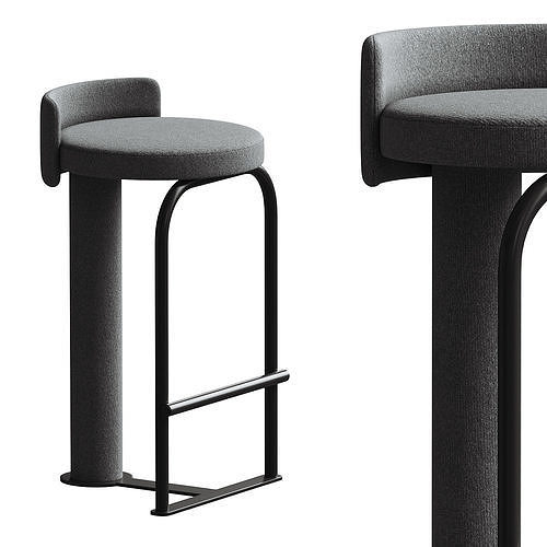 Counter Stool Fox by Woo in Grey colour by Fabric Admiral 3D model