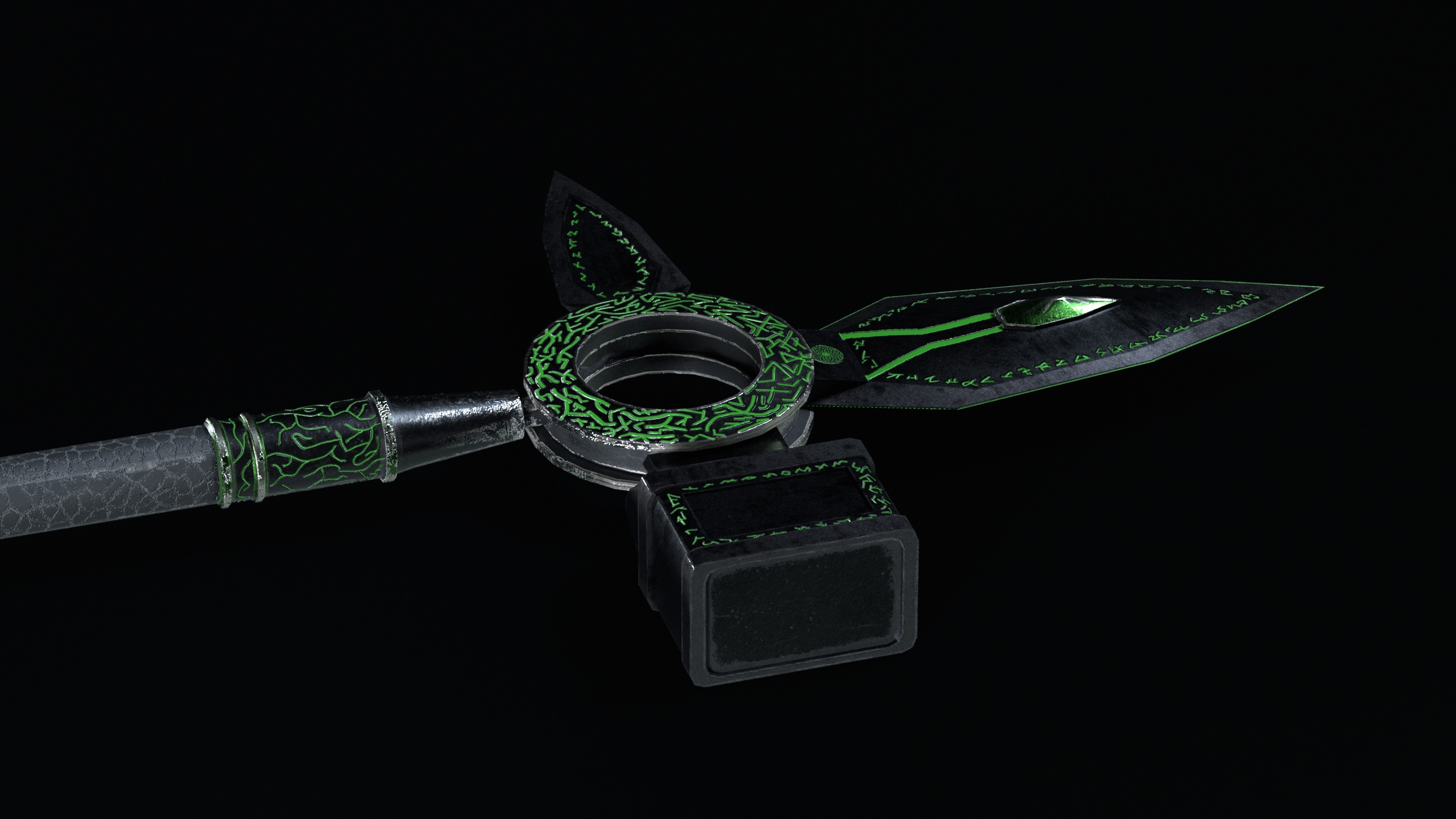 Game Ready necrotic spear Low-poly 3D model_8