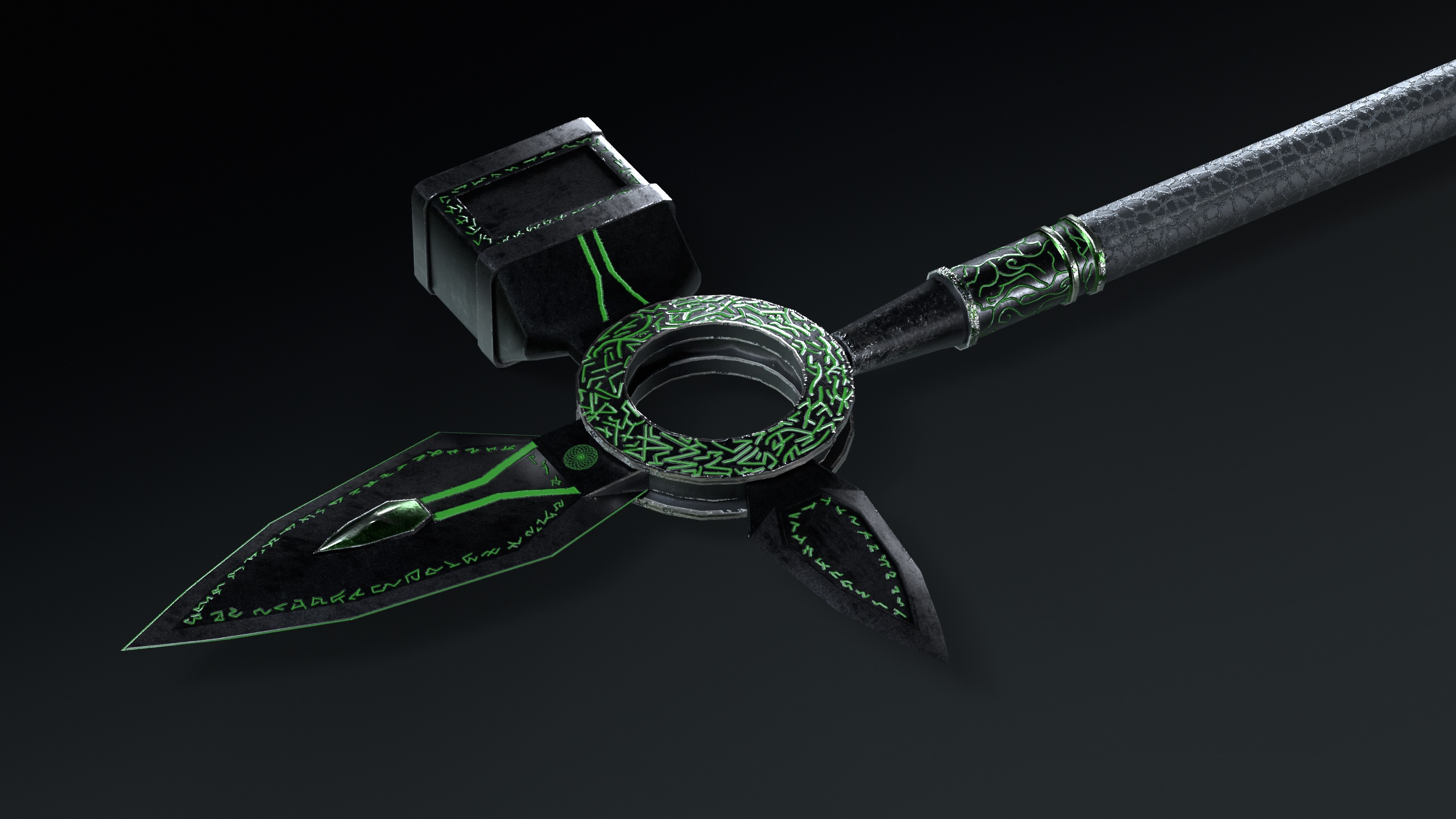 Game Ready necrotic spear Low-poly 3D model_7