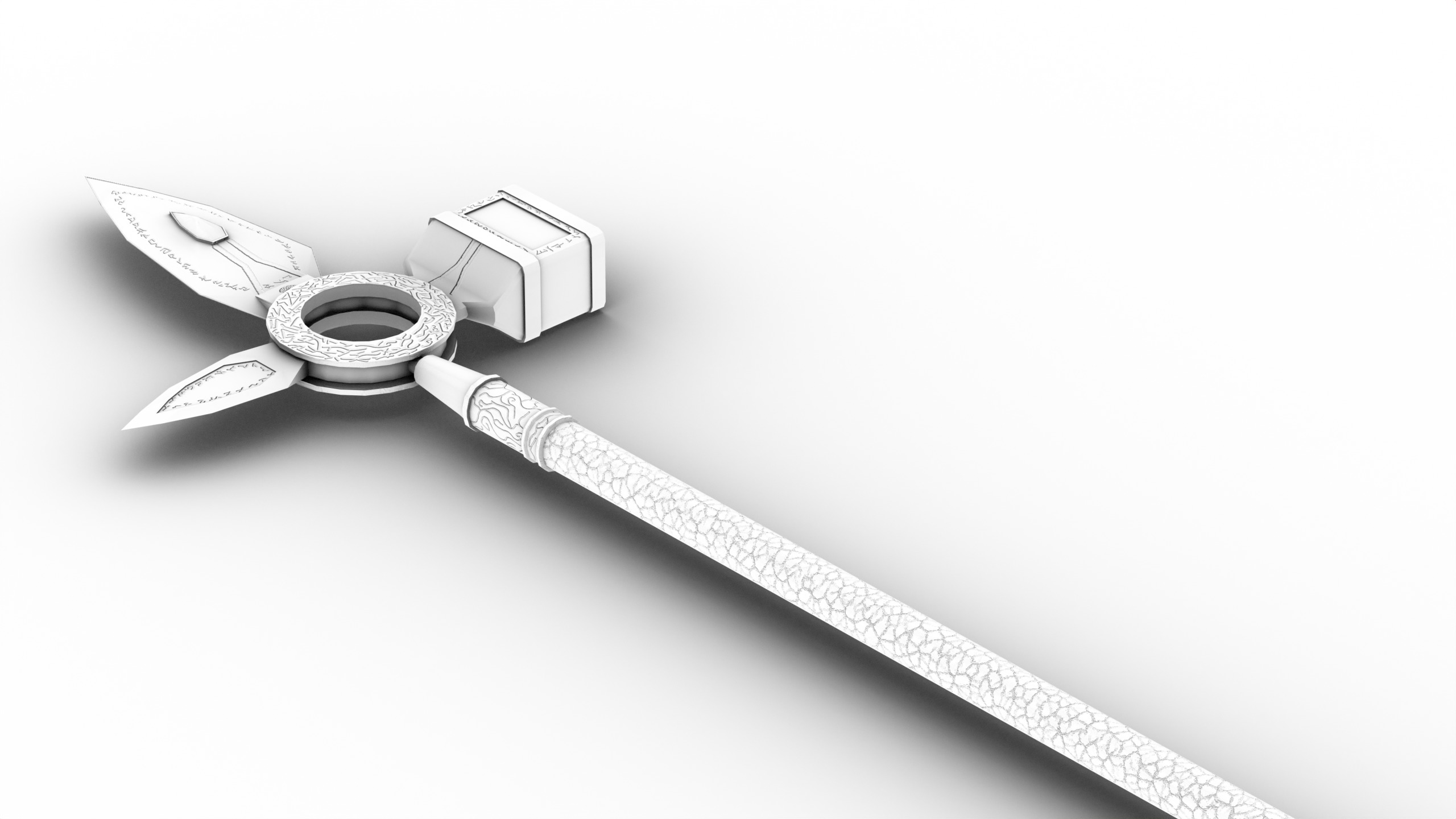 Game Ready necrotic spear Low-poly 3D model_10