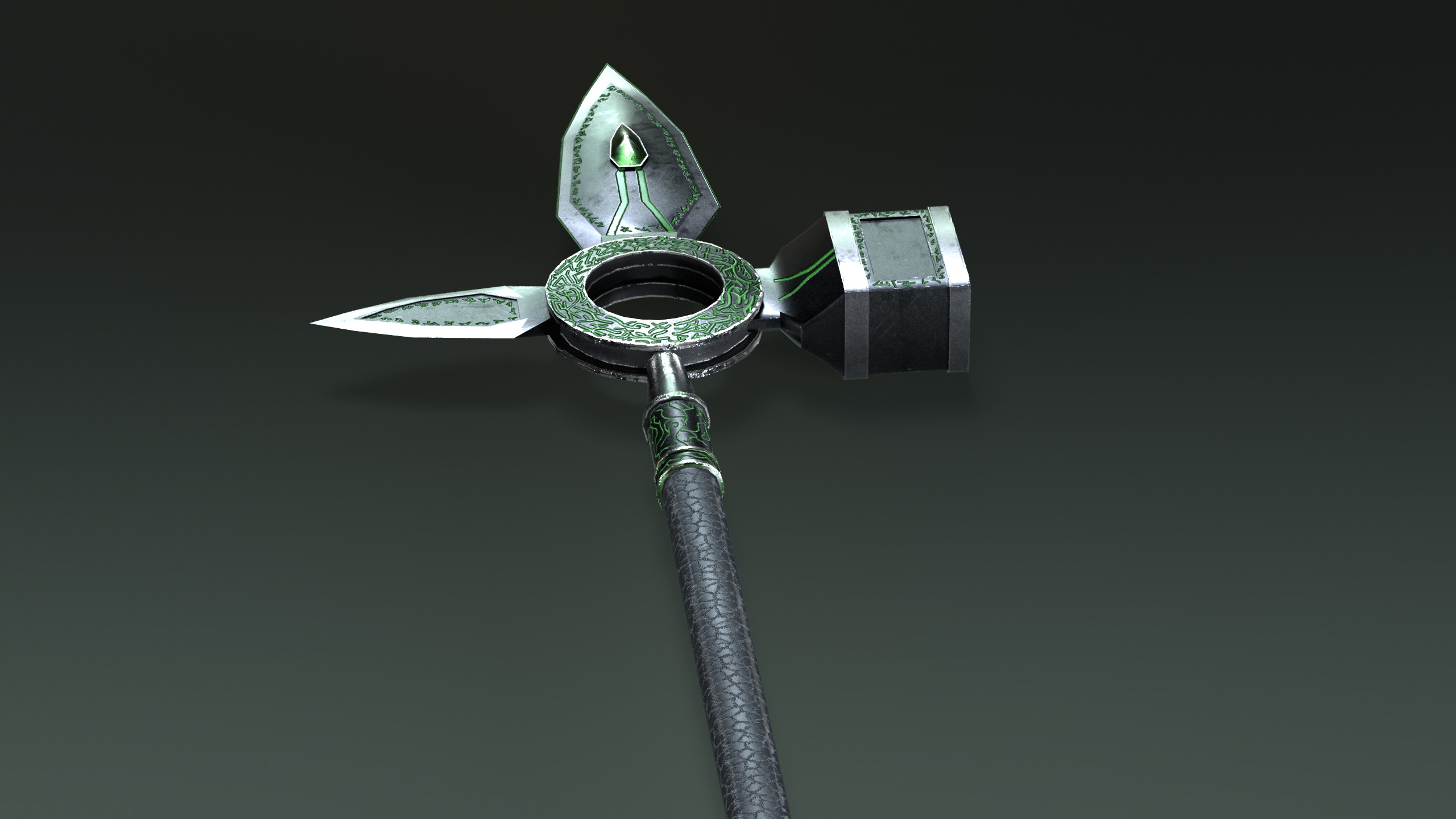 Game Ready necrotic spear Low-poly 3D model_3