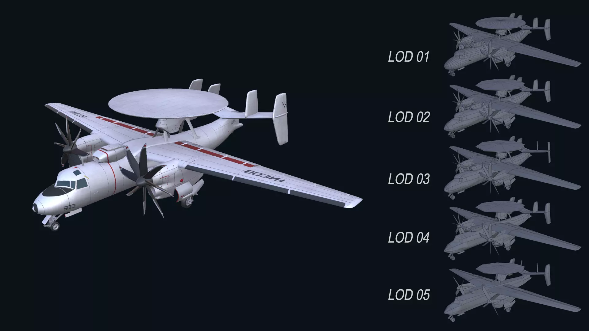 Asset - Army - E2 Hawkeye 3D MODEL  Low-poly 3D model_0