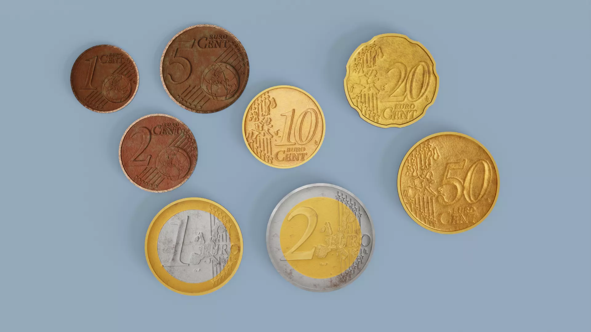 European Coins - Common Sides 3D model_0