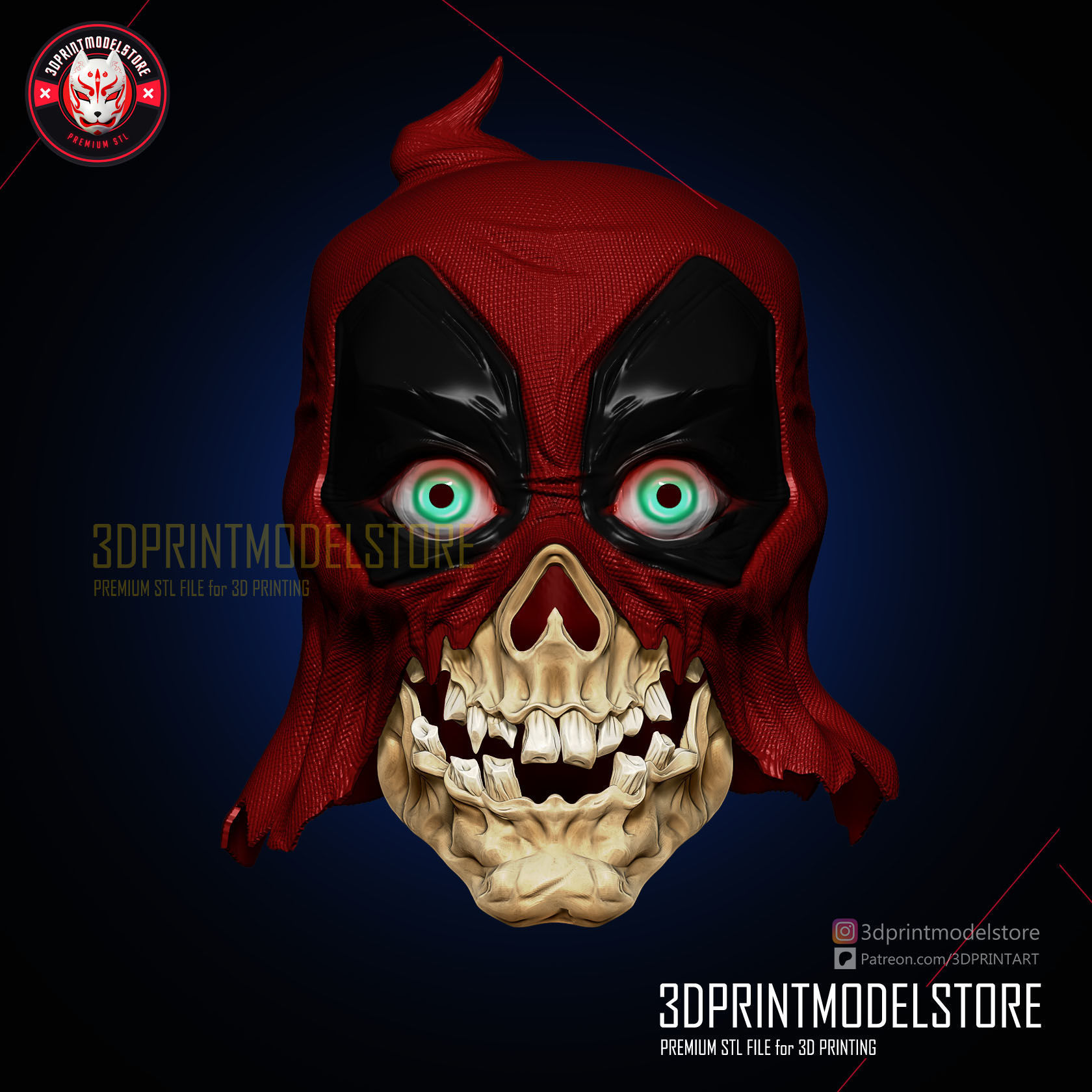 Headpool Mask - Movable Jaw - Deadpool Zombie Helmet 3D print model_2