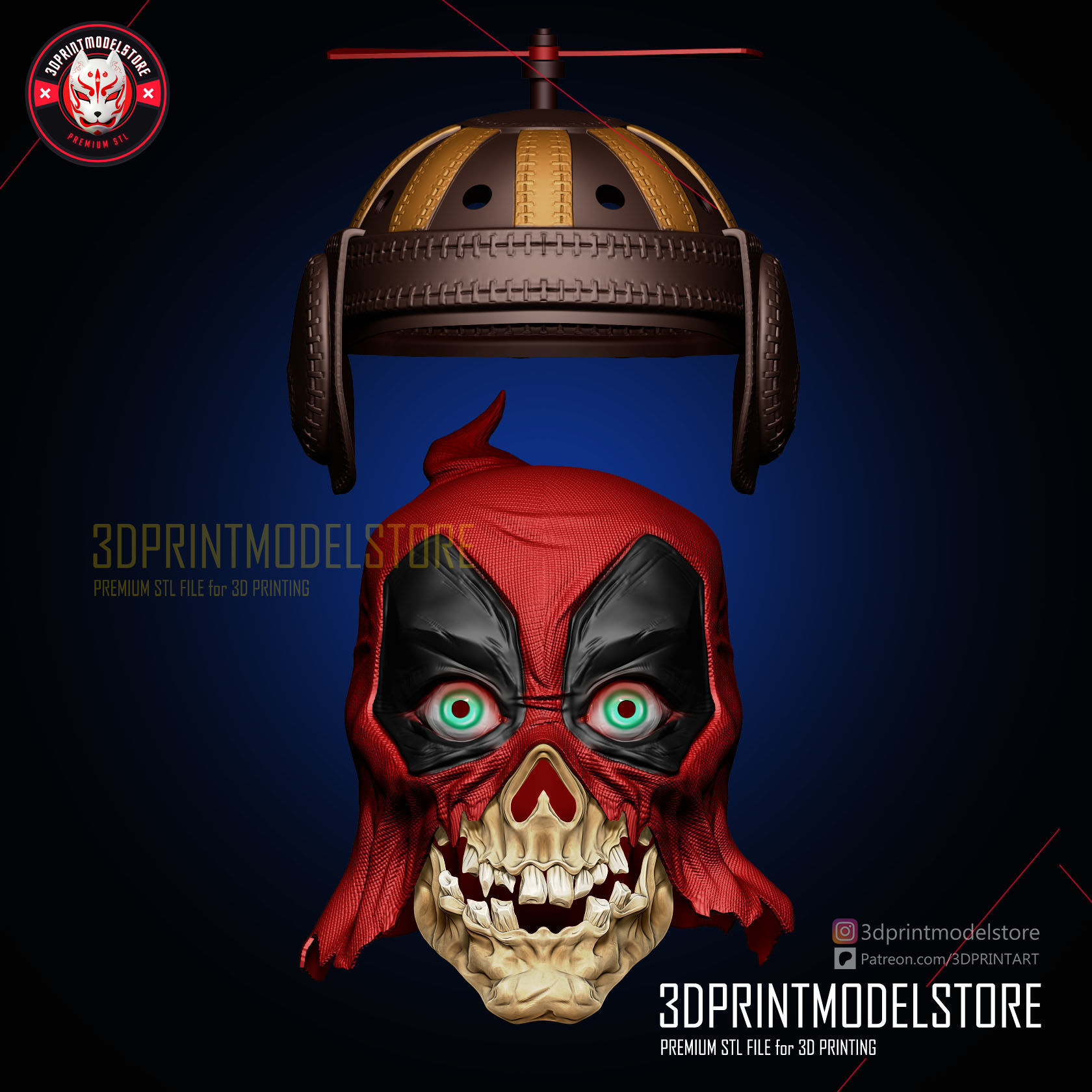 Headpool Deadpool Zombie Helmet - Marvel Cosplay Mask 3D print model_2