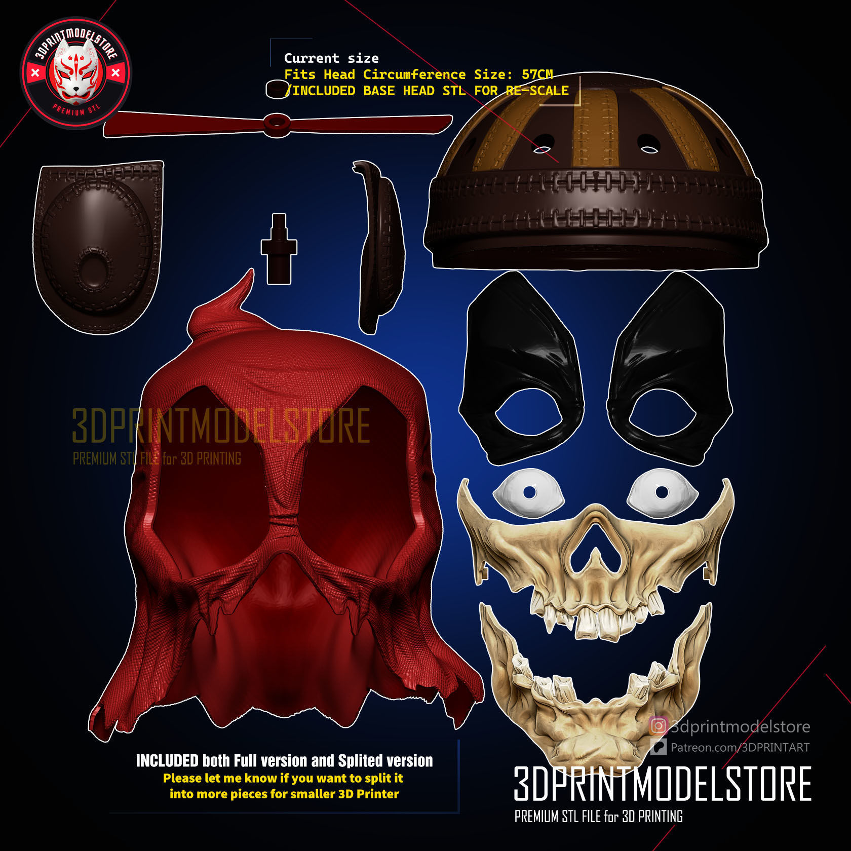 Headpool Deadpool Zombie Helmet - Marvel Cosplay Mask 3D print model_3