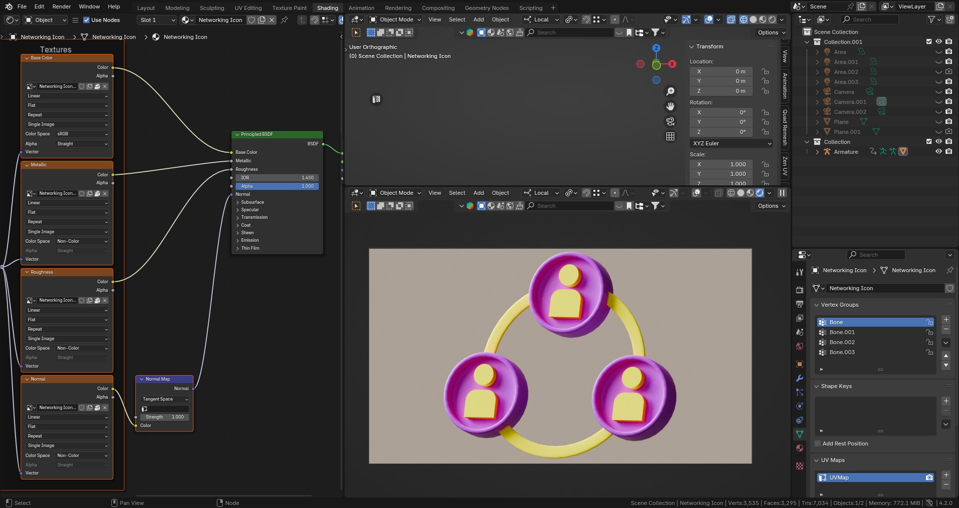 Marketing Icons - Networking Icon Low-poly 3D model_6