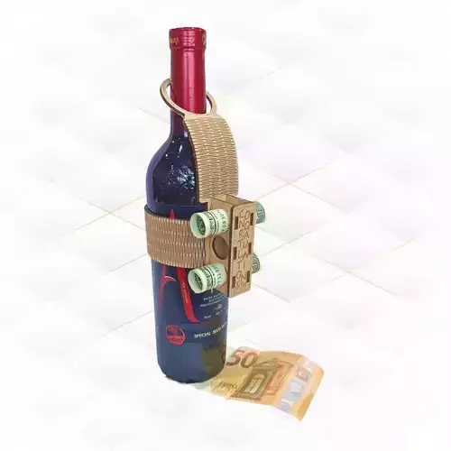 Unique wine bottle decor cash gift laser cut design 3D print model