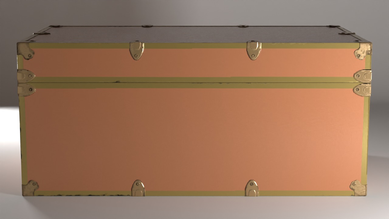 Vintage Travel Trunk Low-poly 3D model_3