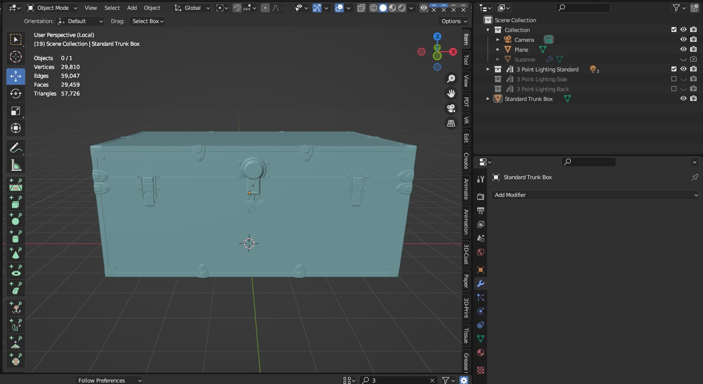 Vintage Travel Trunk Low-poly 3D model_8