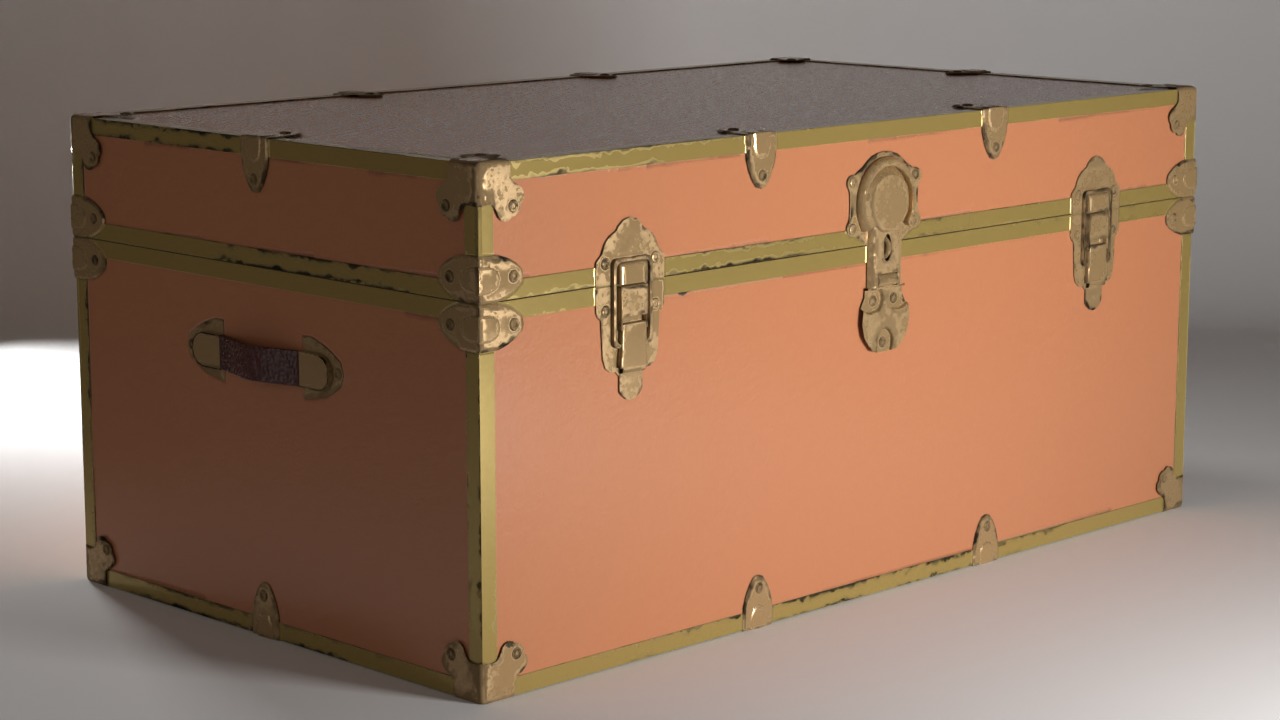 Vintage Travel Trunk Low-poly 3D model_4