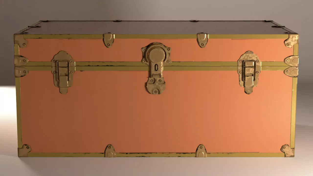 Vintage Travel Trunk Low-poly 3D model_0