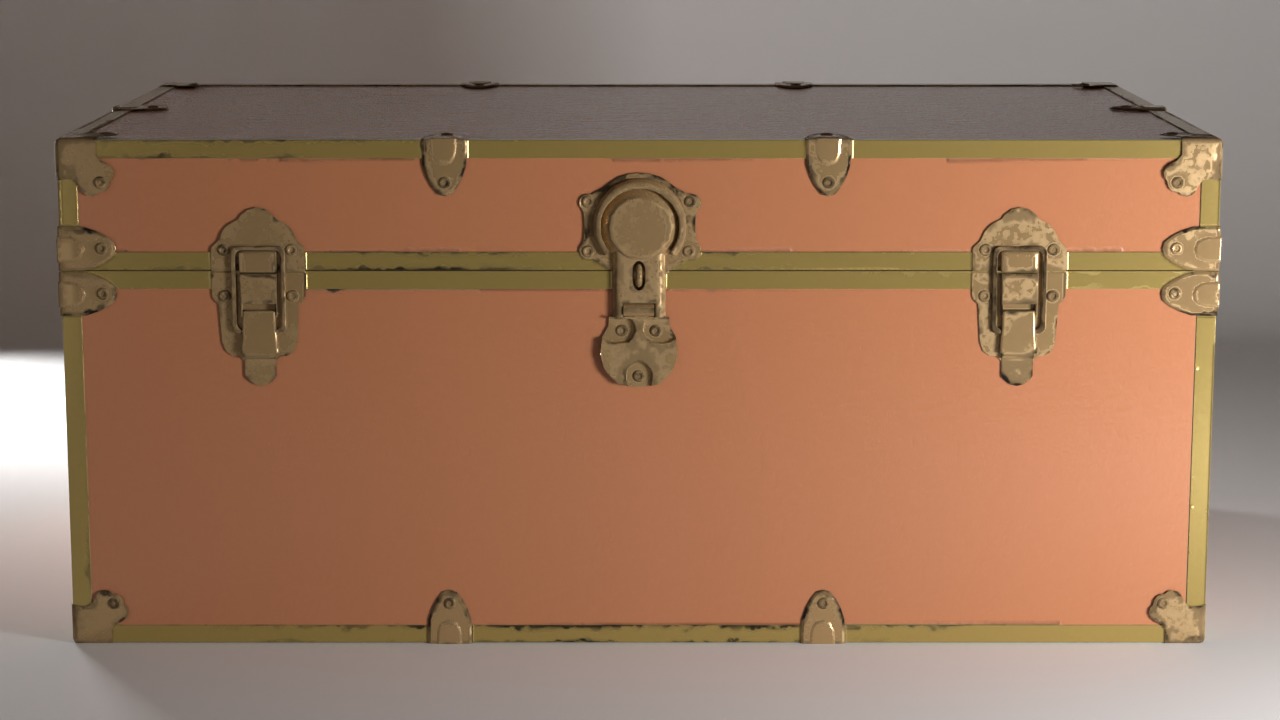 Vintage Travel Trunk Low-poly 3D model_1