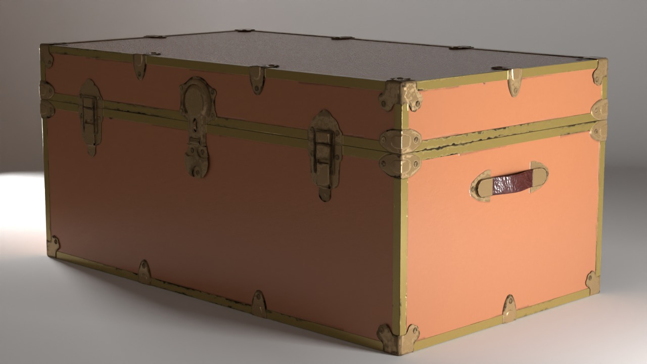 Vintage Travel Trunk Low-poly 3D model_5