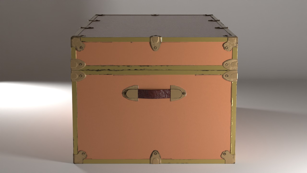 Vintage Travel Trunk Low-poly 3D model_2