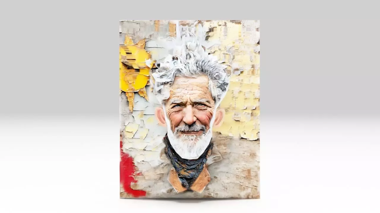 Grandfather picture head old man Low poly Stl 2K Texture 3D print model