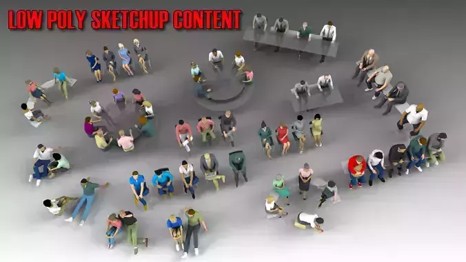 Low Poly Seated People Low-poly 3D model