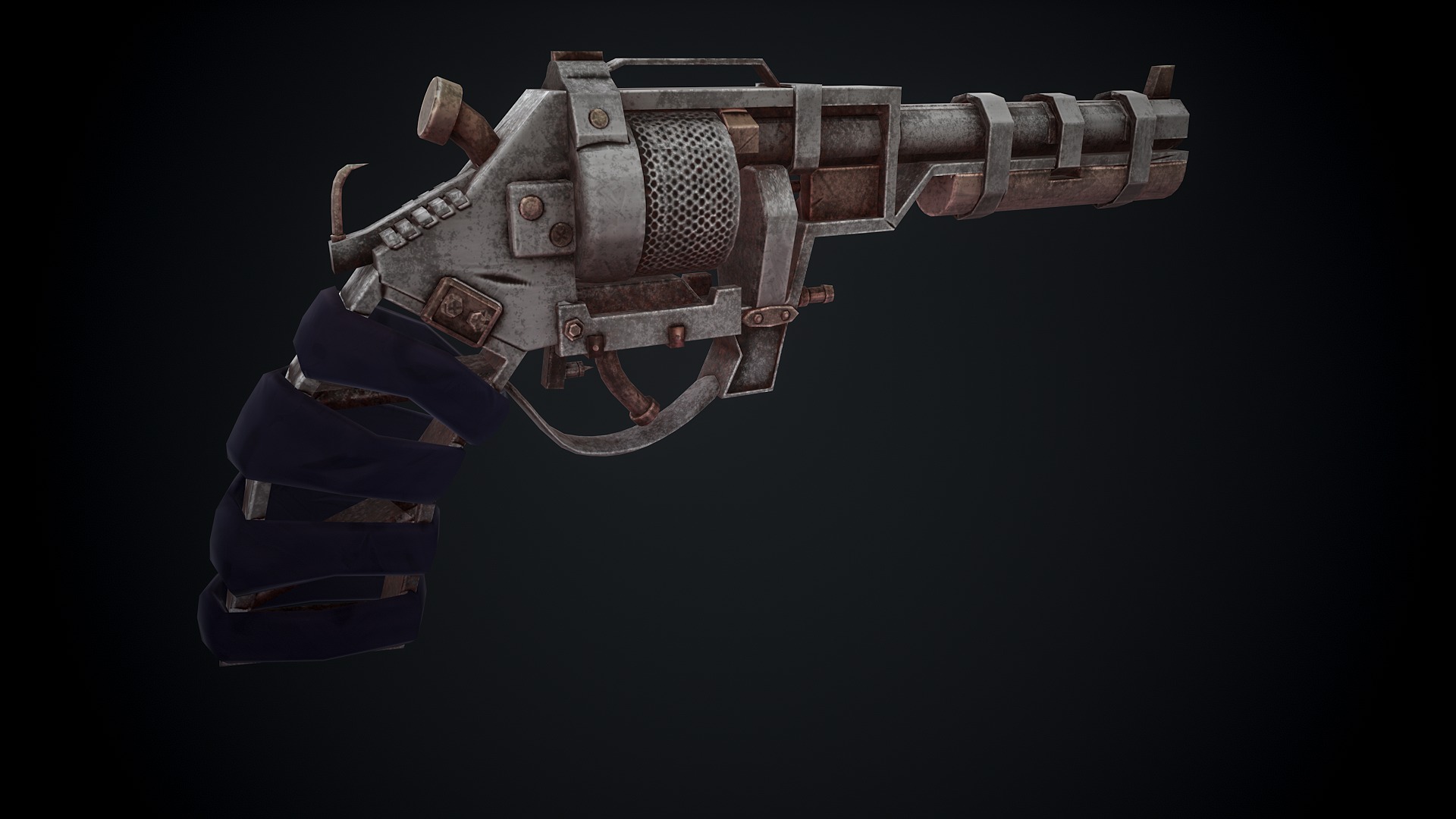 Stylized Scrap gun Low-poly 3D model_7