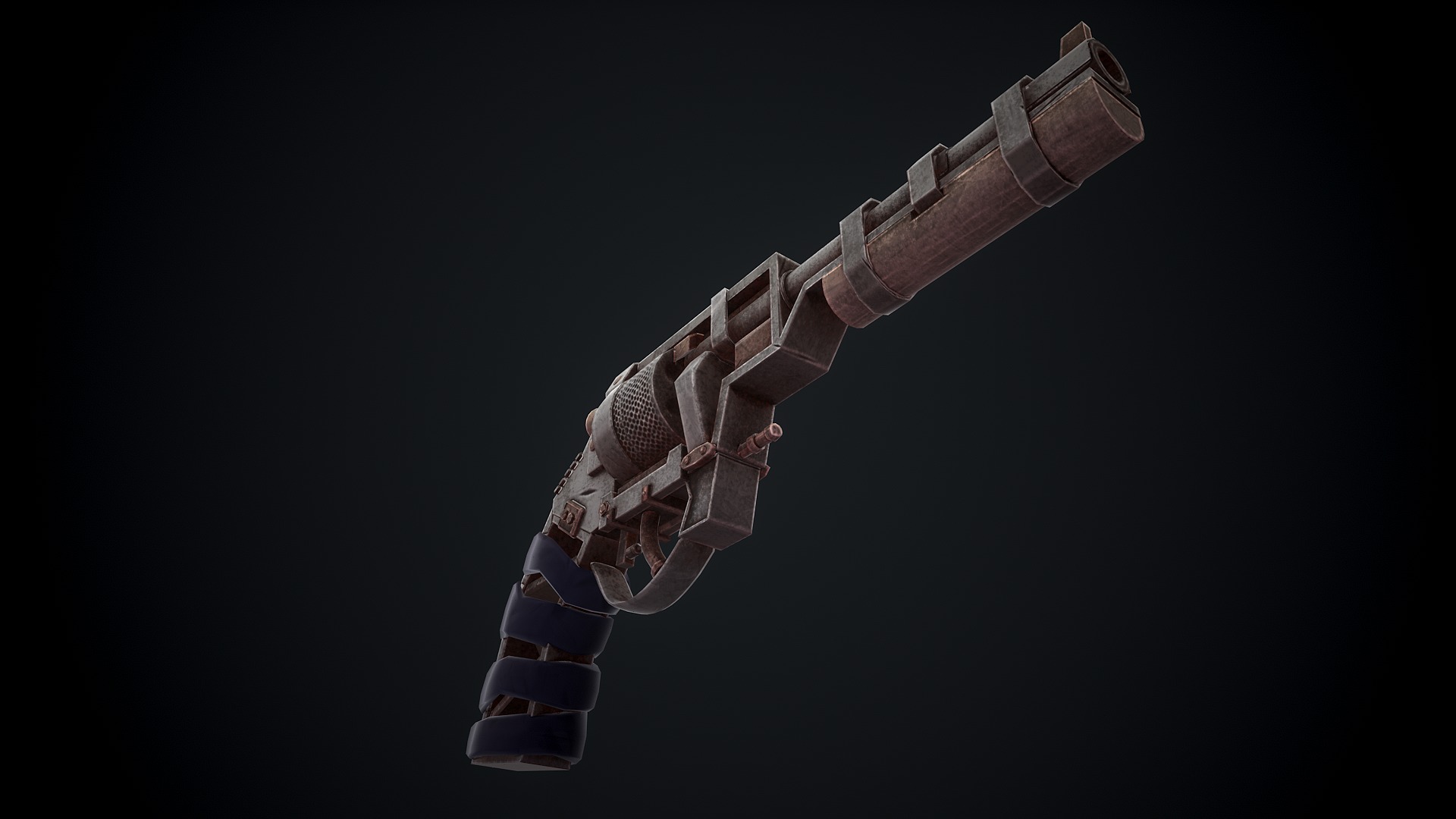 Stylized Scrap gun Low-poly 3D model_5