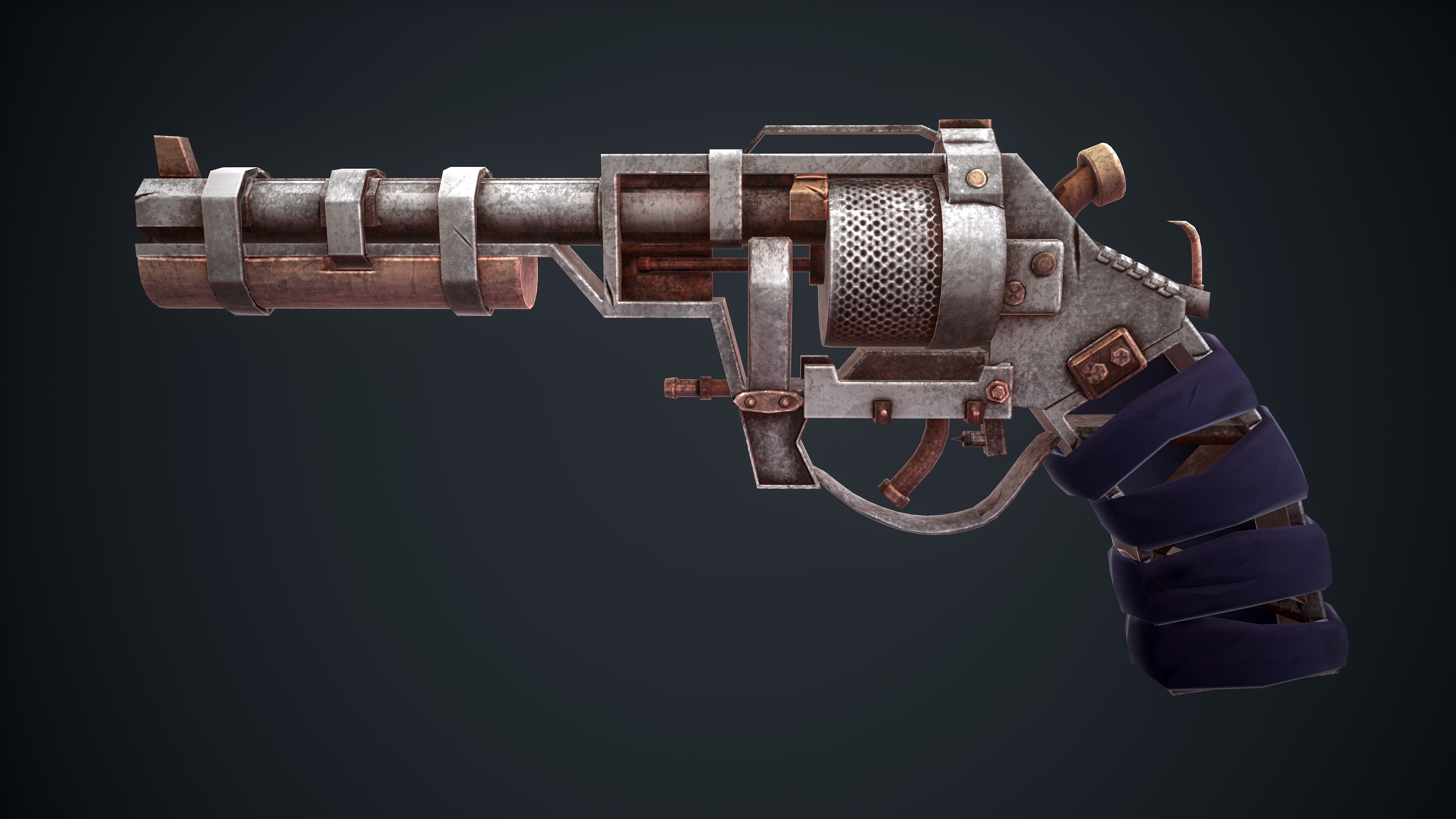 Stylized Scrap gun Low-poly 3D model_18