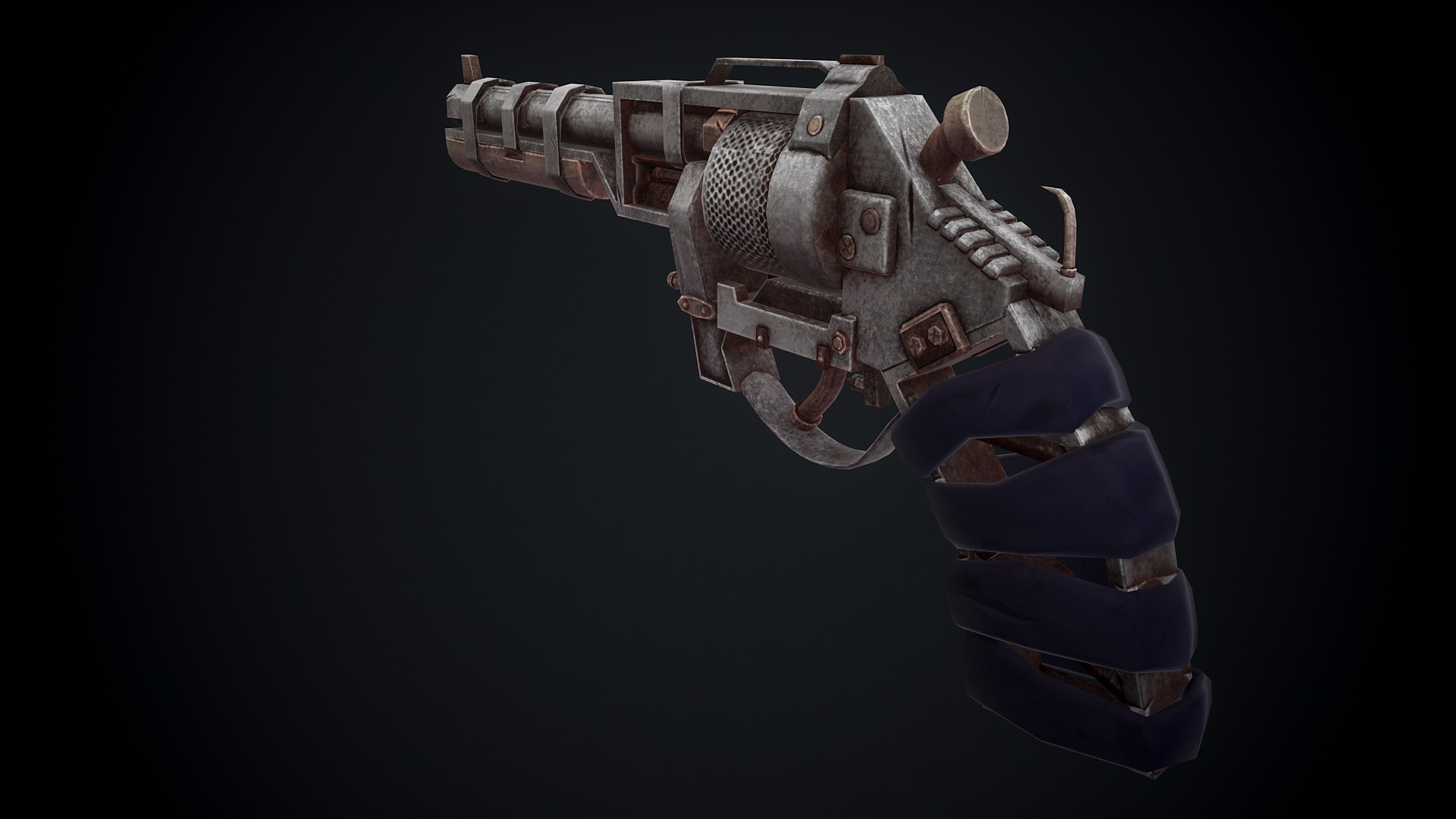 Stylized Scrap gun Low-poly 3D model_9