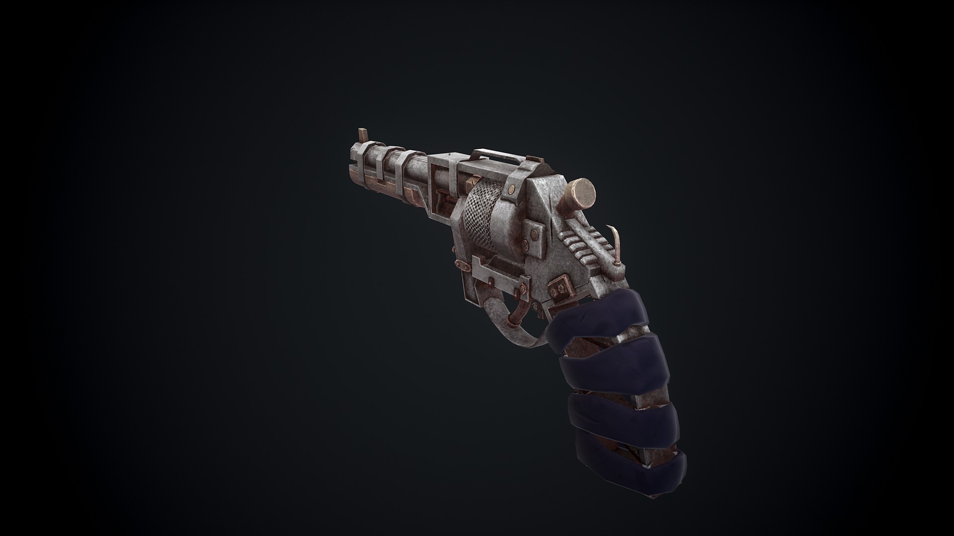 Stylized Scrap gun Low-poly 3D model_12