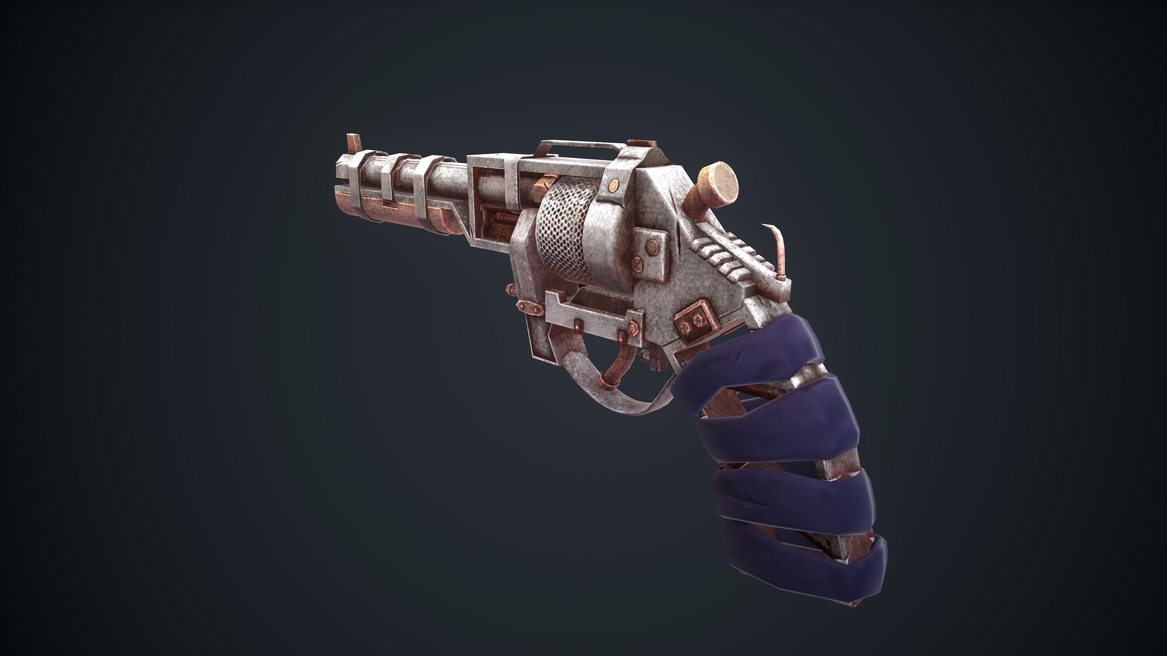 Stylized Scrap gun Low-poly 3D model_20